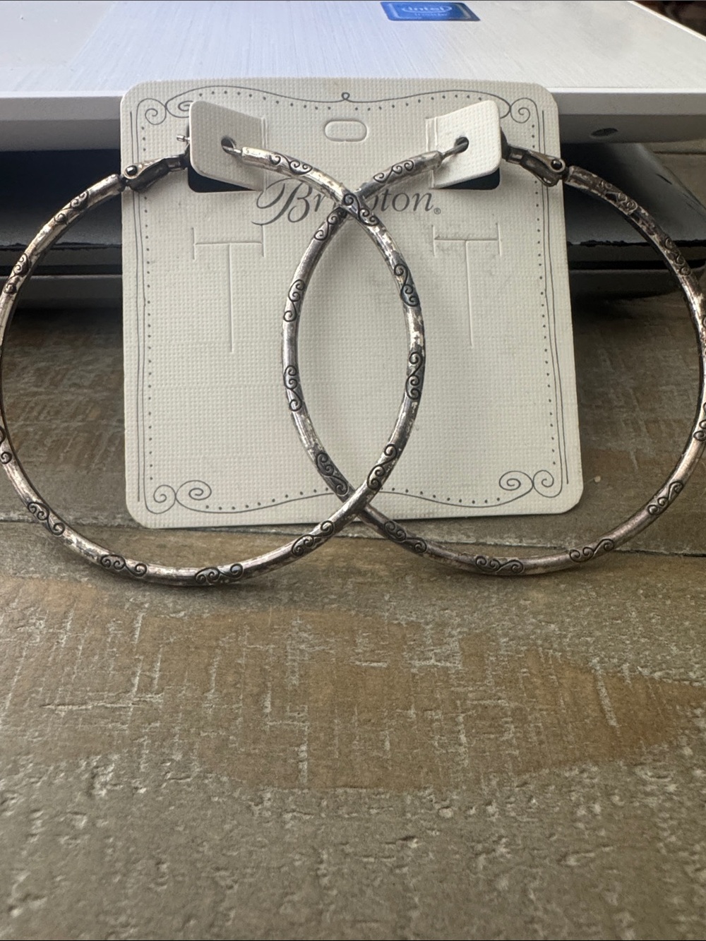 Brighton Silver-Tone Scrolled Hoop Earrings